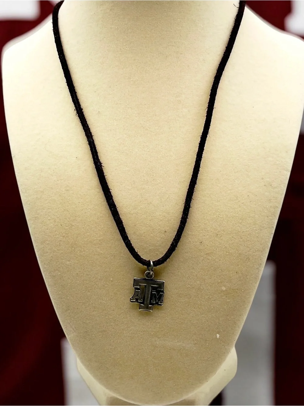 Texas A&M Aggies NCAA Logo Pewter Pendant Black Cord Necklace